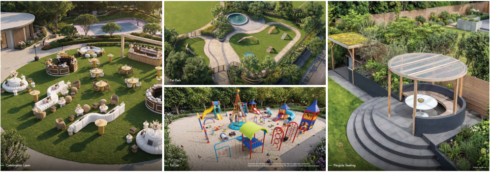 Celebration Lawn · Pet Park · Tot Lot · Pergola Seating